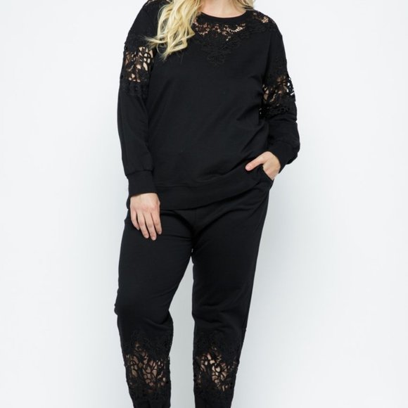 NEW VOCAL JOGGER SWEATSHIRT outfit SET REG & PLUS SIZES SM-3X leisurewear sporty - Picture 2 of 9